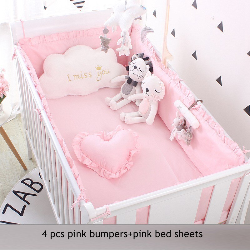 Koreaanse Stijl Baby Baby Wieg Bumpers Puur Katoen Effen Kleur Vel Baby Bed Voor Shock Beschermende Side In De Wieg room Decor: 2 cot bumper