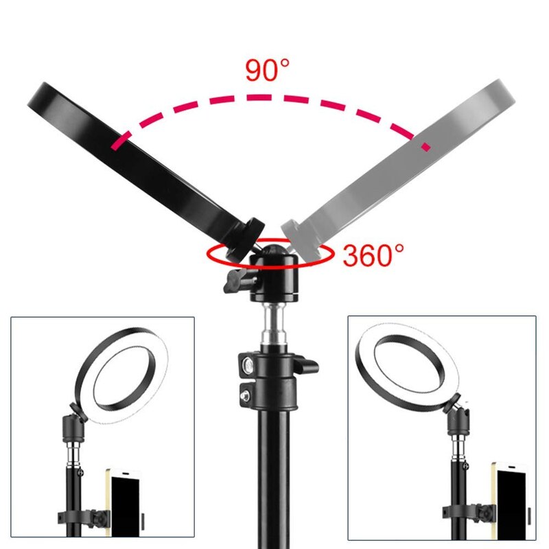 LED Ring Light 6 in 16cm 3200-5600K 64 LEDs Photo Studio Selfie Ring Lamp Photographic Lighting with Tripod Moblie Phone Clamp