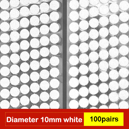 100 Pairs Self Adhesive Dots Round Nylon Black White Strong Self Adhesive Fastener Tape Disc Adhesive Strong Glue 10/15/20/30MM: 10MM White