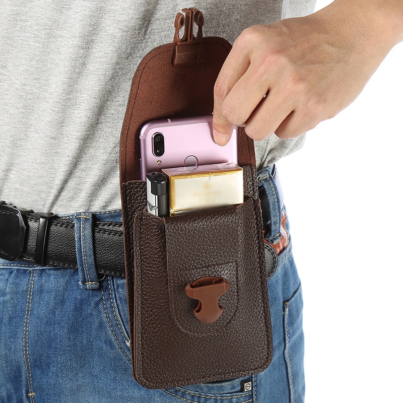 Mannen Mobiel Loop Holster Case Riem Taille Tas Props Pu Lederen Portemonnee Telefoon Portemonnee Heuptas Portemonnee Kaarthouder