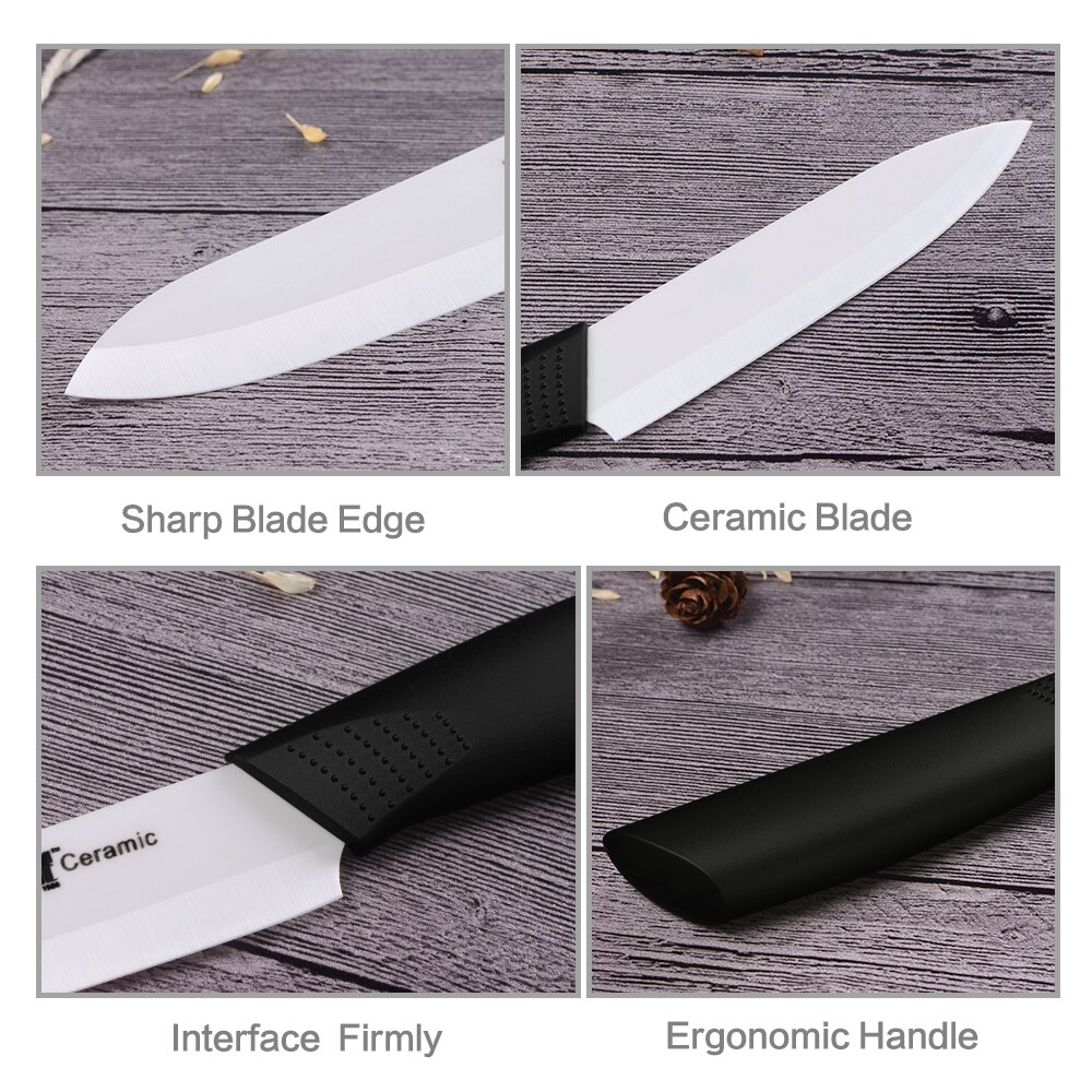 XYj Zirconia Oxide Ceramic Cleaver Black/White Blade 3&quot; 4&quot; 5&quot; 6&quot; inch + Sheath Ceramic Knife Set Kitchen Fruit Knife