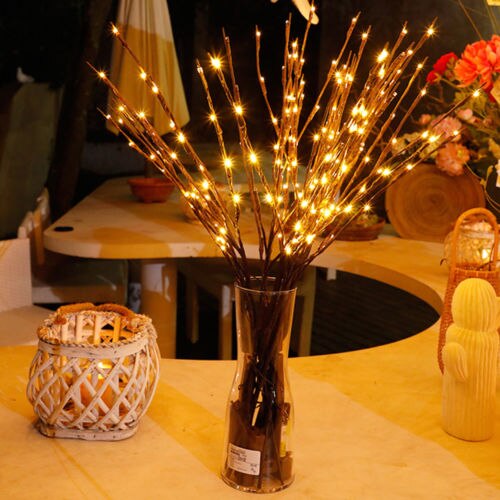20 ledet piletræ gren varmt lys fe lampe jul hjemmefest dekoration glød festartikler