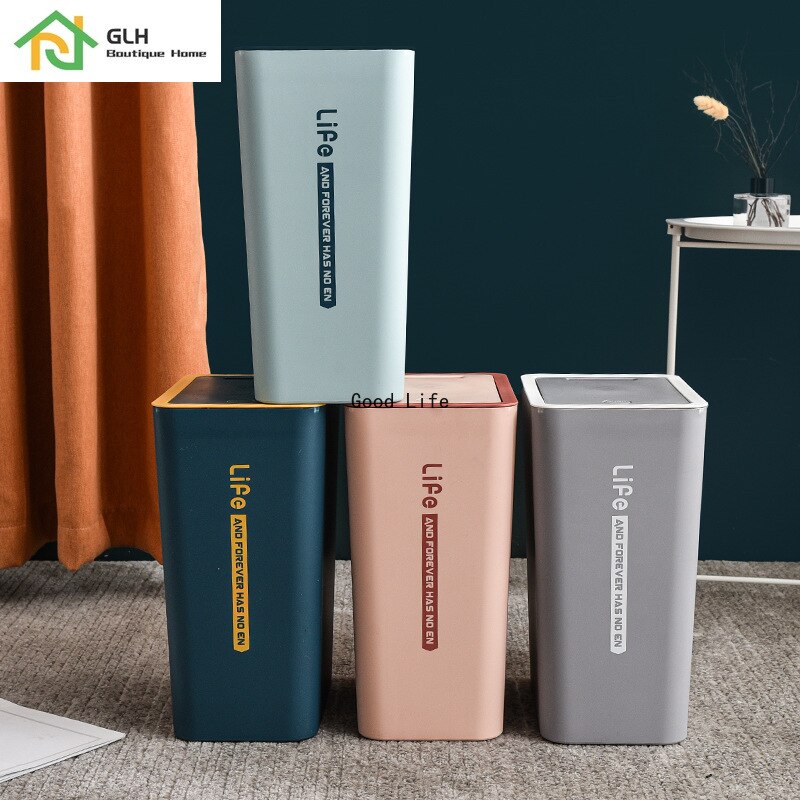 10/15L Nordic Press Waste Bin With Lid Kitchen Recycling Bins Bedroom Thickened Plastic Classification Trash Can