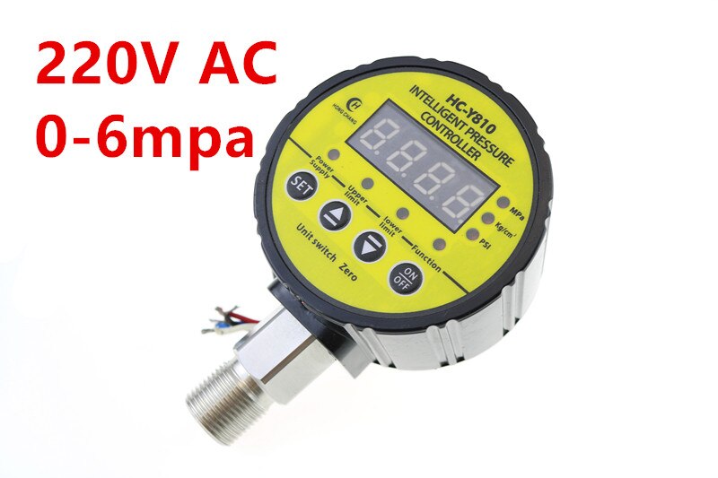 HC-Y810 220 v AC 0-6mpa digitale elektrische contact manometer, vacuüm meter, digitale display, intelligente druk cont