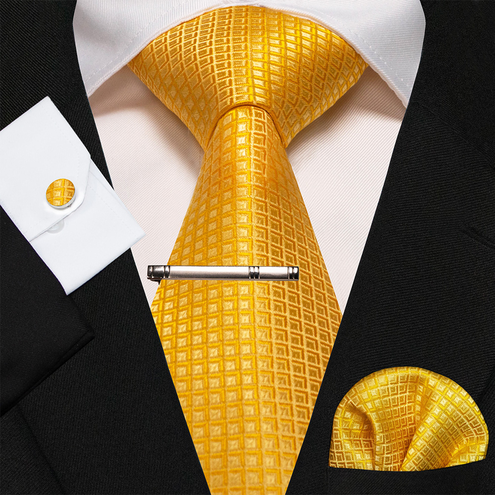 KAMBERFT-Corbata de seda a rayas azul marino para hombre, de , , conjunto de mancuernas, pañuelo, de negocios