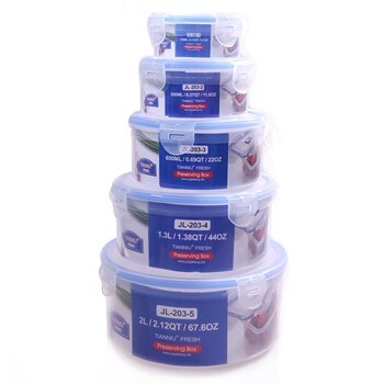 Kitchen Plastic Microwave Food Box Set Transparent Food Container Refrigerator Fresh Keeping Storage Box Portable Lunch Box: circular