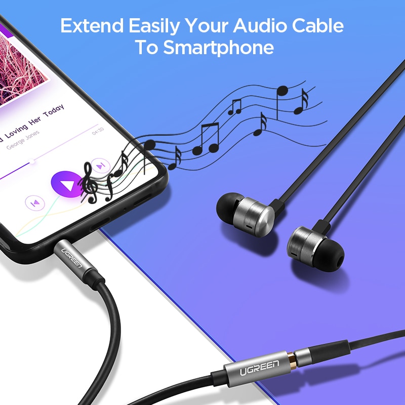 Ugreen 3,5mm Erweiterung Audio- Kabel Männlichen zu Weiblichen Aux Kabel Kopfhörer Kabel 3,5mm verlängerung kabel für iPhone 6s MP3 MP4 Spieler