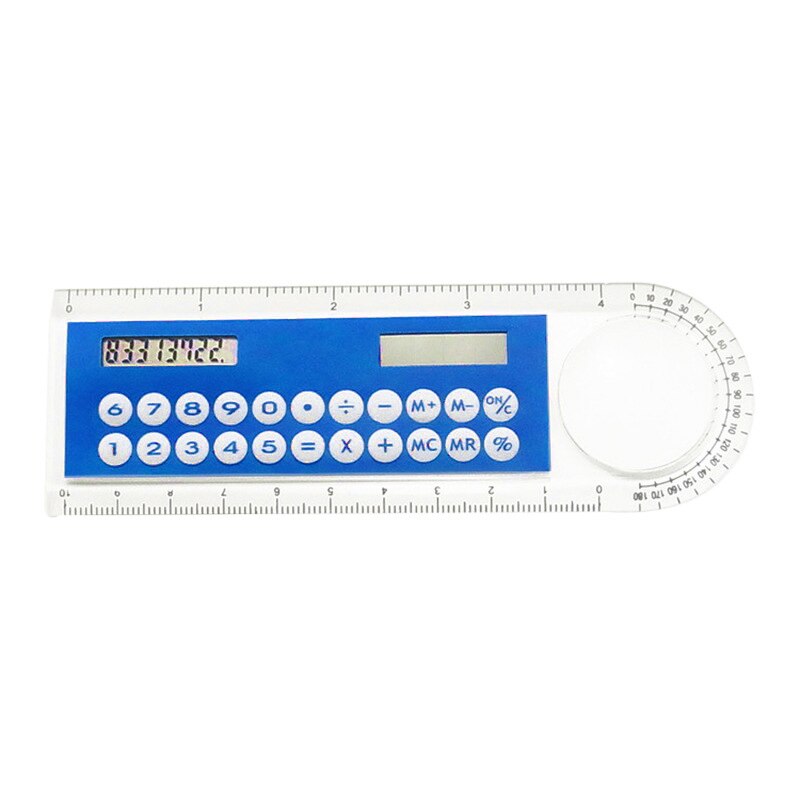Multifunctional Ruler Portable Solar Calculator Magnifier Calculator Pocket Size Calculator Office Supplies Solar Power 10cm: 8