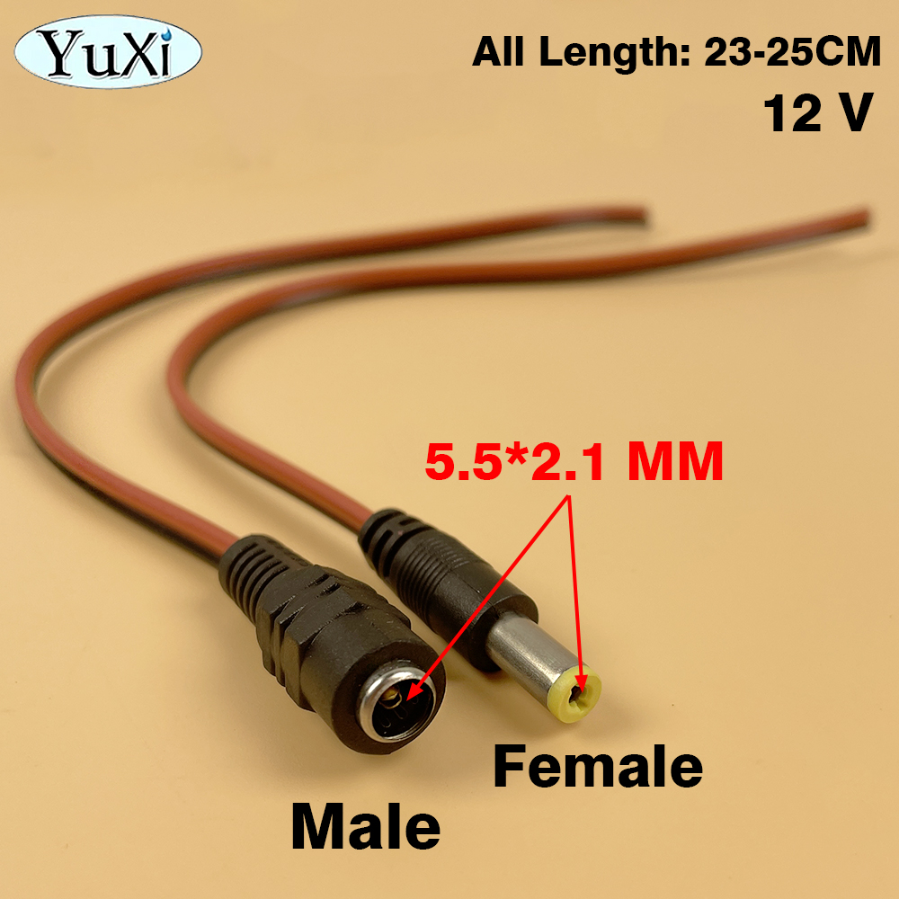 Conector macho y hembra para cámara CCTV, extensión de Cable de CC, 5 piezas, 2,1x5,5 MM, 12V