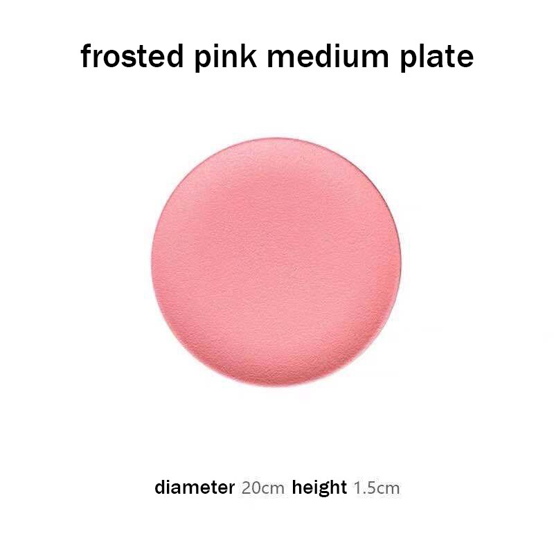 4 Sizes Matte Pink Plates Dinnerware Dishes for Serving Modern Plate Sets Dinner Set Japanese Tableware Plates Food Bone China: frosted medium plate