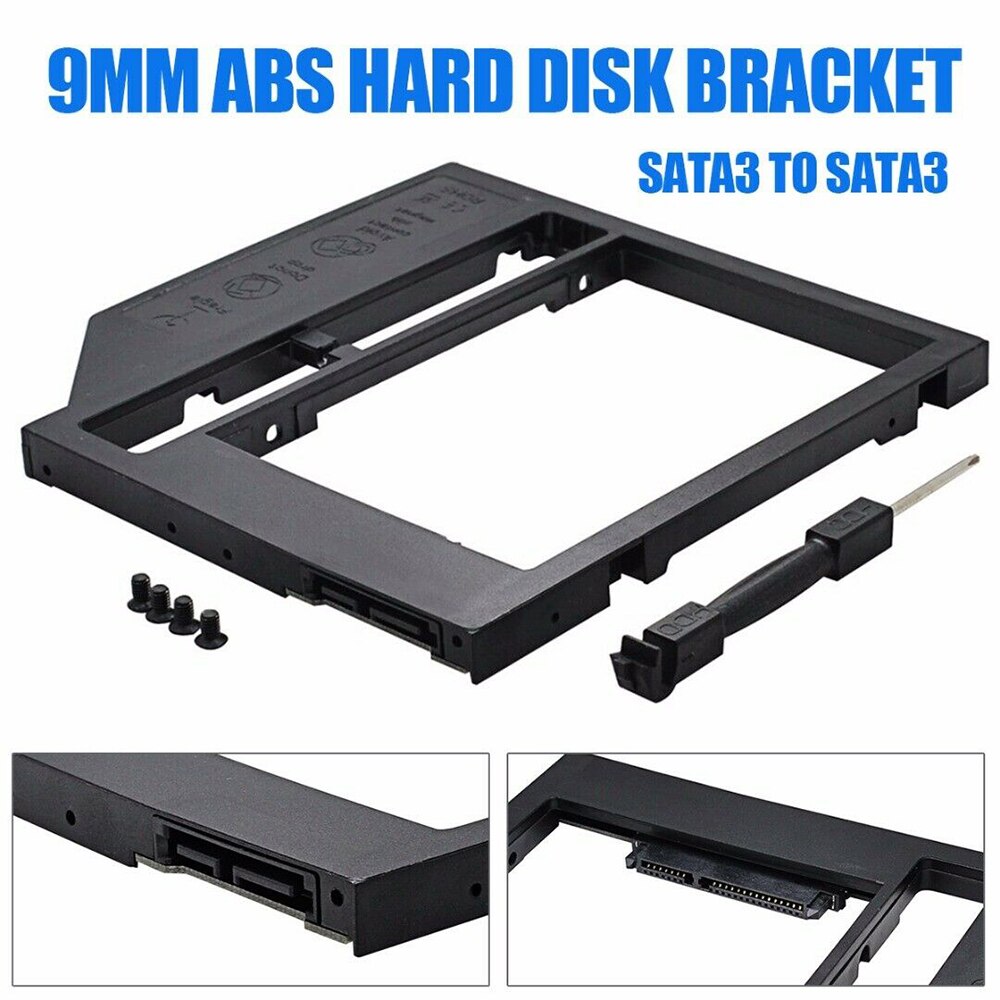 2nd SATA deuxième disque dur Caddy à SATA 2.5 "Caddy HDD SSD 9.0mm boîtier ATA support de disque dur adaptateur pour ordinateur portable CD ROM