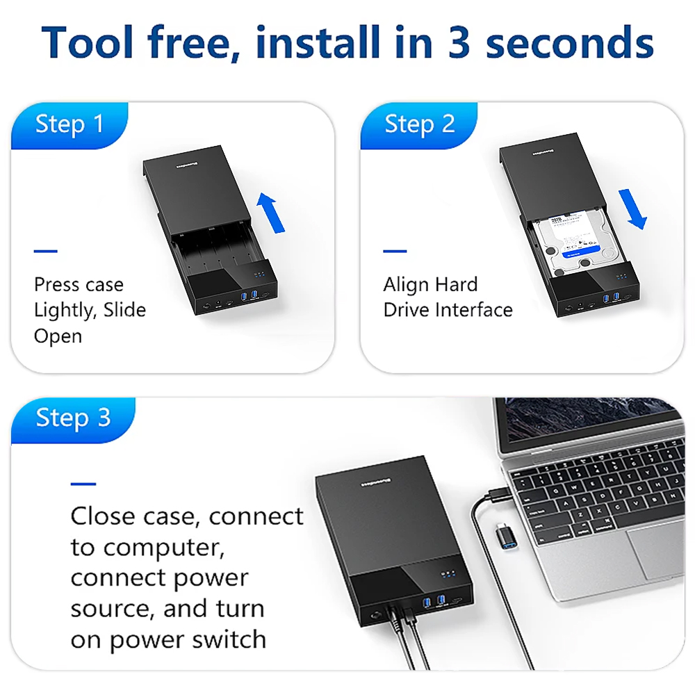 USB 3.0 naar 3,5 inch SATA harde schijf Docking Station Externe harde schijfbehuizing voor 3,5 2,5 inch SATA SSD HDD tot 20 TB