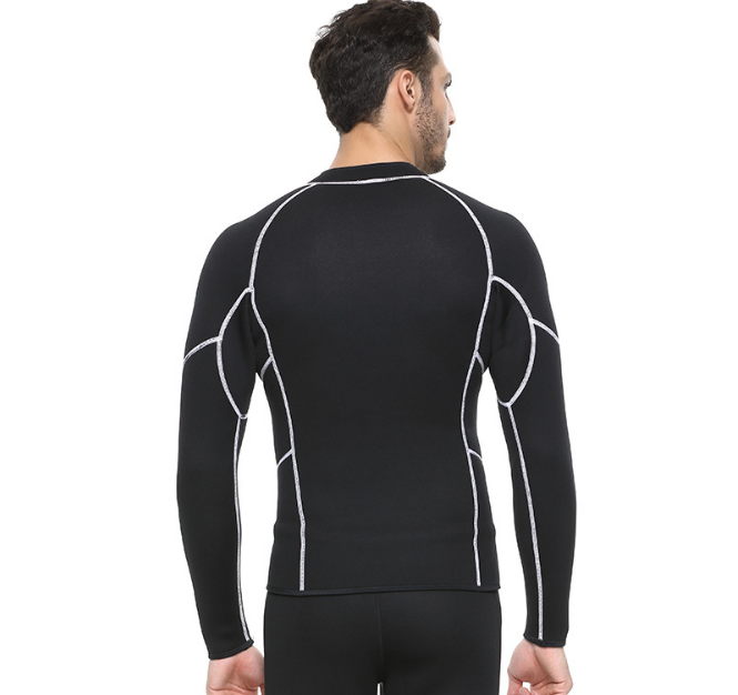 SBART Mannen 3MM Neopreen Wetsuit Tops Heren Zwemmen Surf Shirts Lange Mouwen Winter Warm Snorkelen Duik Wetsuits Jas