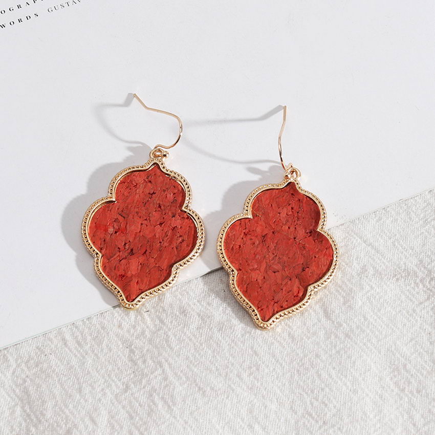 KANDRA-pendientes de corcho para mujer, con estampado de leopardo, de madera Natural, marroquí, sensación fresca, Boutique con estilo de verano