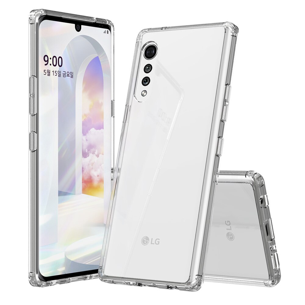 Para lg caso de veludo resistente a choque de cristal transparente duro volta magro capa de veludo fino telefone claro à prova de choque concha saco coque