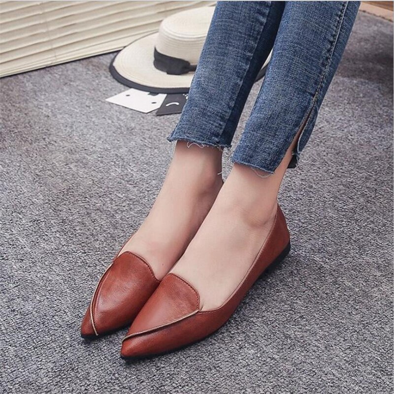 Femmes chaussures chaussures décontractées chaussures plates bout pointu chaussures pour femmes bateau solide chaussures plates dames chaussures mocassin femme
