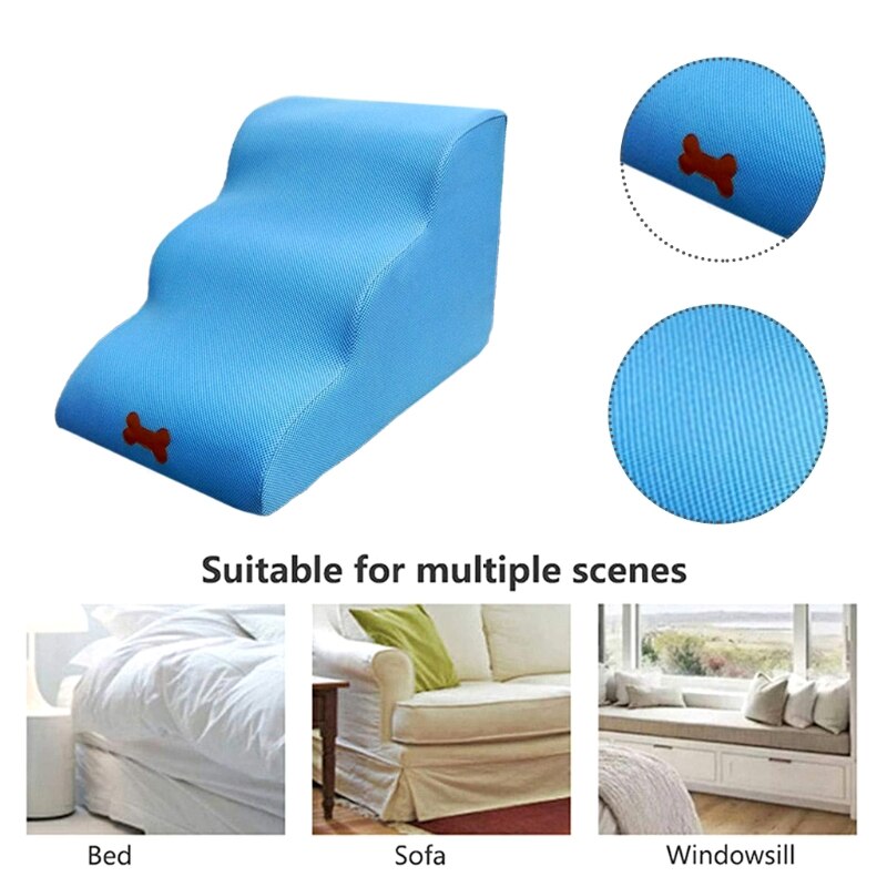 Lightweight Pet Stairs for Dogs & Cats Steps for High Beds and Couches Machine Washable E7CC