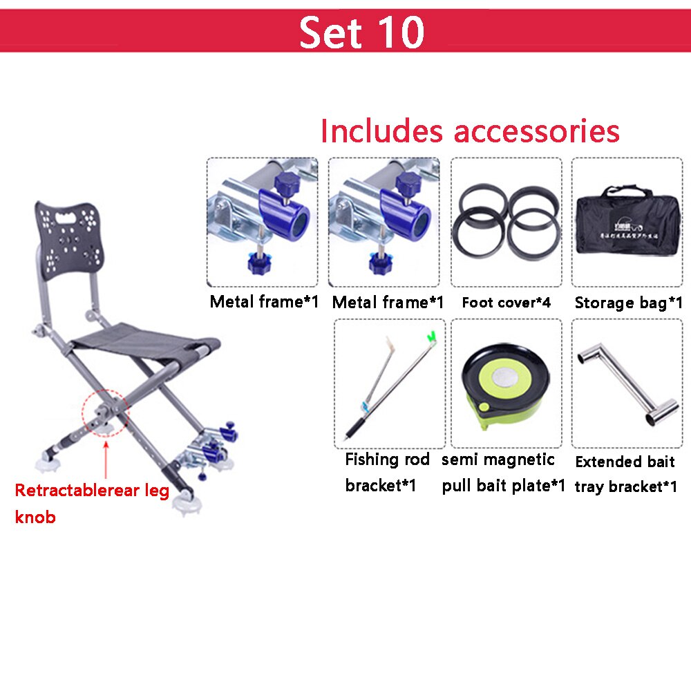 Sedia da pesca sedia da pesca in lega di alluminio resistente e multifunzionale per esterni set schienale regolabile reclinabile a quattro gambe: Ste 10