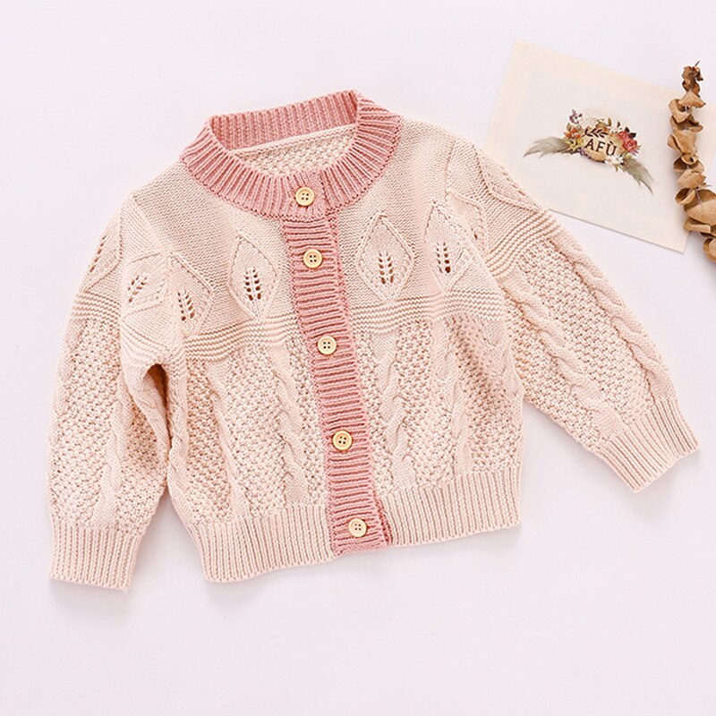 Kinderen Gebreide Warme Trui Herfst Winter Mode Meisjes Lange Mouwen Wollen Kleuraanpassing Jas Kindje Vest Kleding: BZ2028 beige / 18m