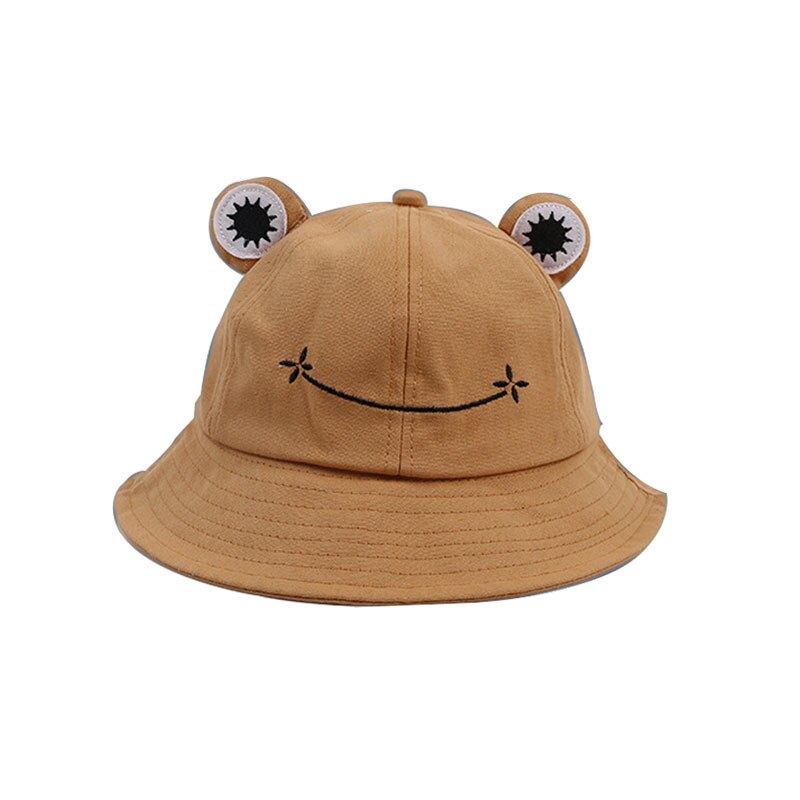 Men Women Sunscreen Summer Parent-child Frog Fisherman Hat Korean Version Of Pure Color Wild Cute Sun Hat Foldable Beach Hat: 01 Adult