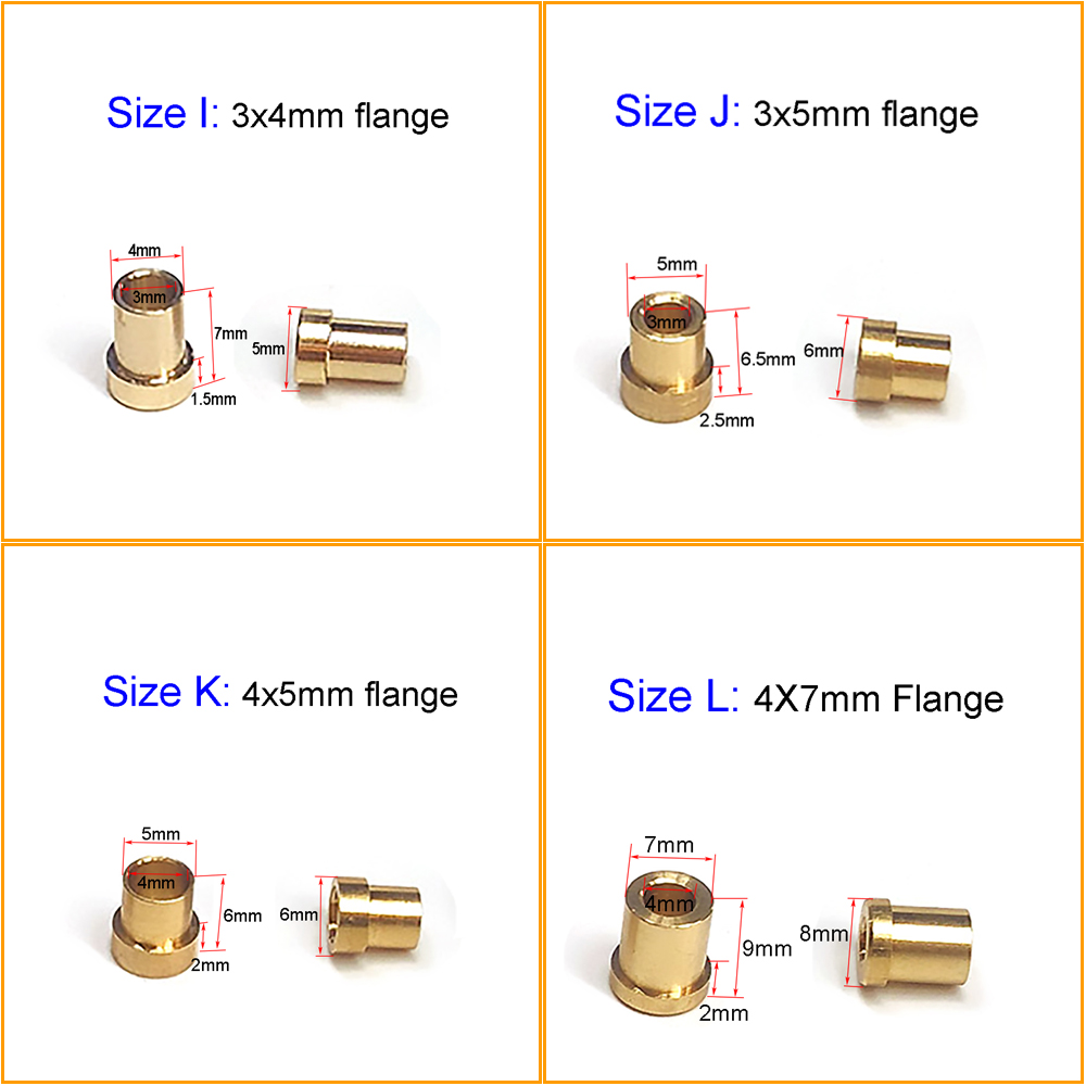 10 Uds. De cojinete de manguito de eje de casquillo de brida de eje de buje de latón para eje de 2mm, 3mm, 4mm y 5mm para barco RC, piezas de repuesto marinas DIY