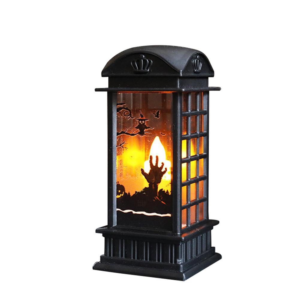 Halloween Pumpkin Lantern Retro Safe LED Night Light Home Party Decoration Candle Lamp: Black