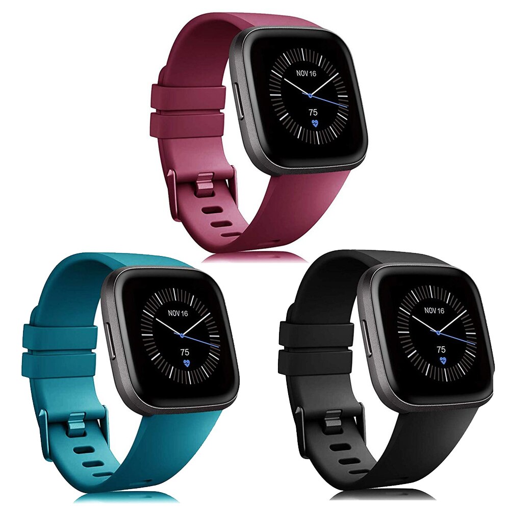 3pcs Strap For Fitbit Versa 2 Band Soft Silicone Wrist Waterproof Replacement Watch Strap For Fitbit Versa/Versa 2: 1 / S