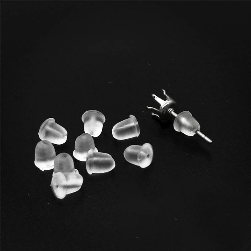 100pcs Silicone Earring Backs Rubber Ear Stoppers Eco-friendly Plastic Ear Backs for DIY Jewelry Making Ear Pin Plug Accessories