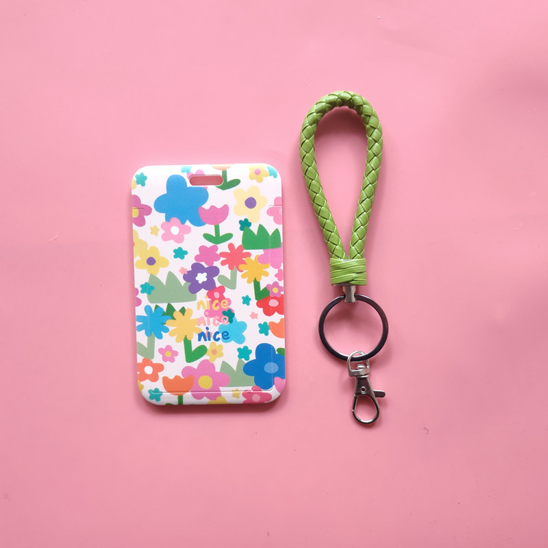 Porte-cartes à fleur mignon, Japon et Corée du Sud, ensemble de cartes rouges net, porte-cartes d'identité, accessoires suspendus, lanière de chaîne continent, bricolage: Clair