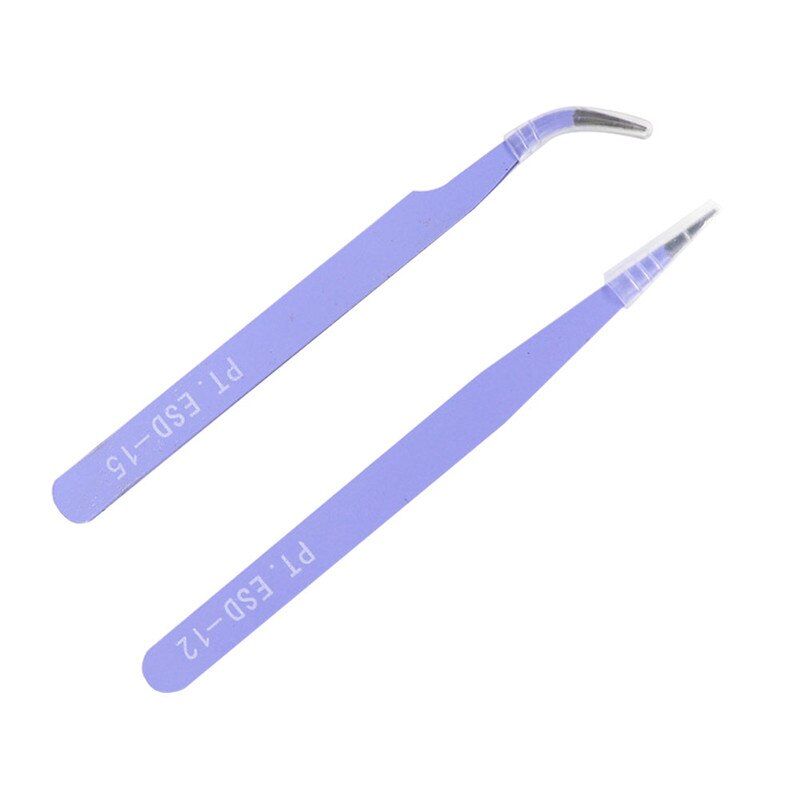 2 Stuks Rvs Wimpers Pincet Professionele Voor Wimpers Extension Anti-Statische Wimper Tweezer Make-Up Tools