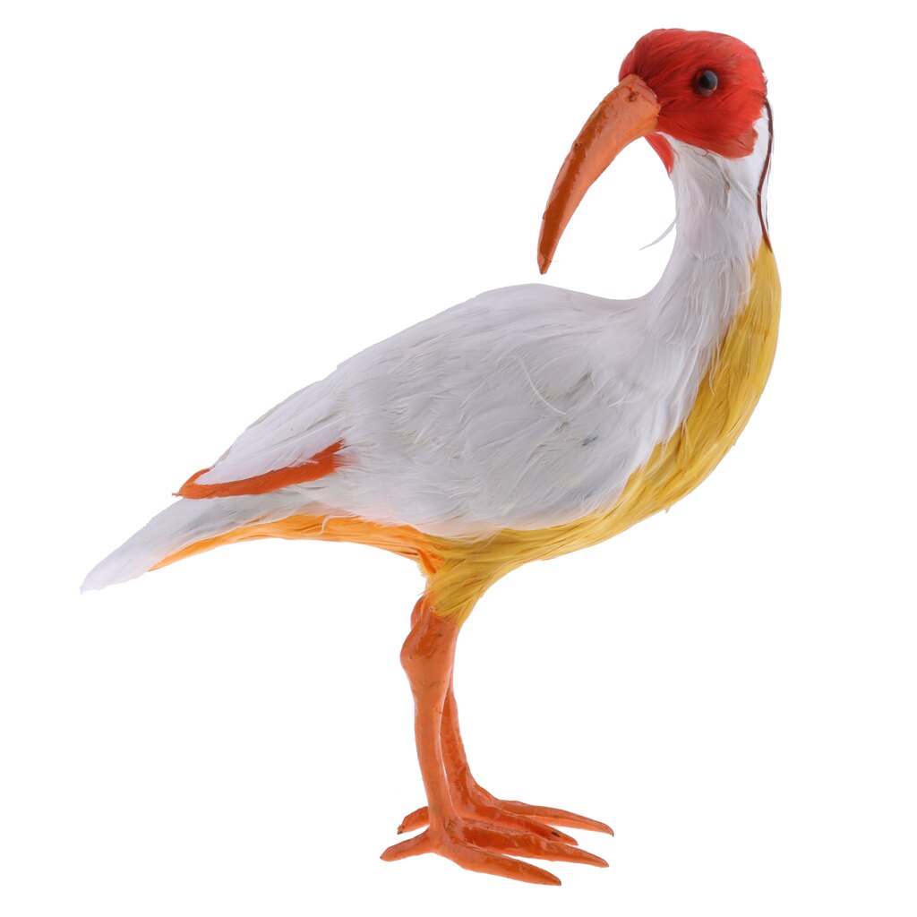 Realistic Magpie Peacock Bird Figurine Garden Ornaments Decor: Red Crested Ibis