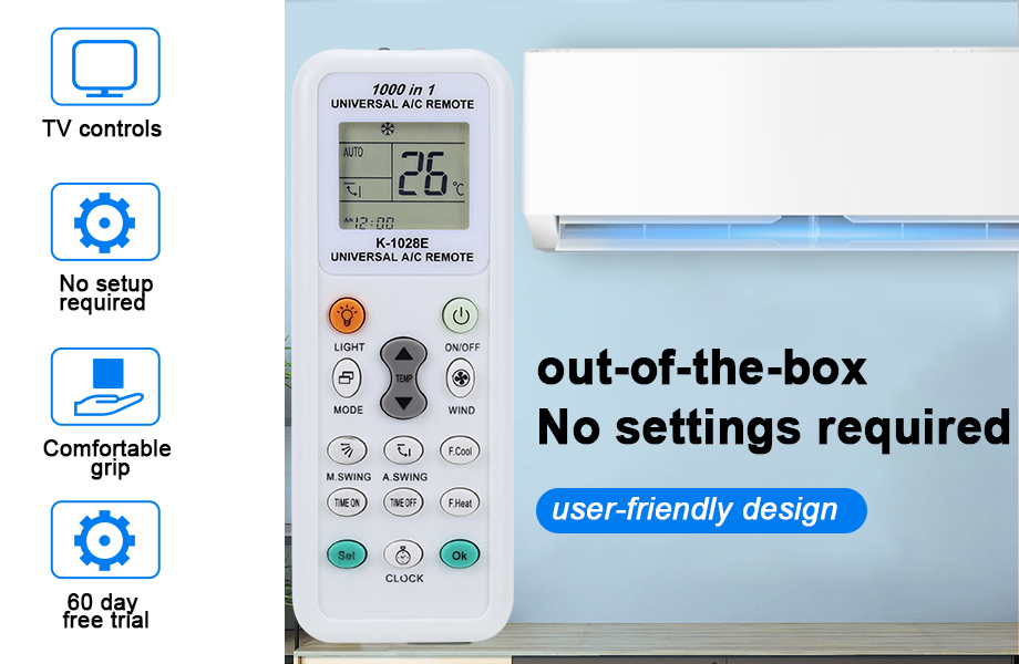 1000 in 1 afstandsbediening Universeel A/C Air Air Remote Conditioning Afstandsbediening Speciaal K-1028E Instelling met één knop Universeel