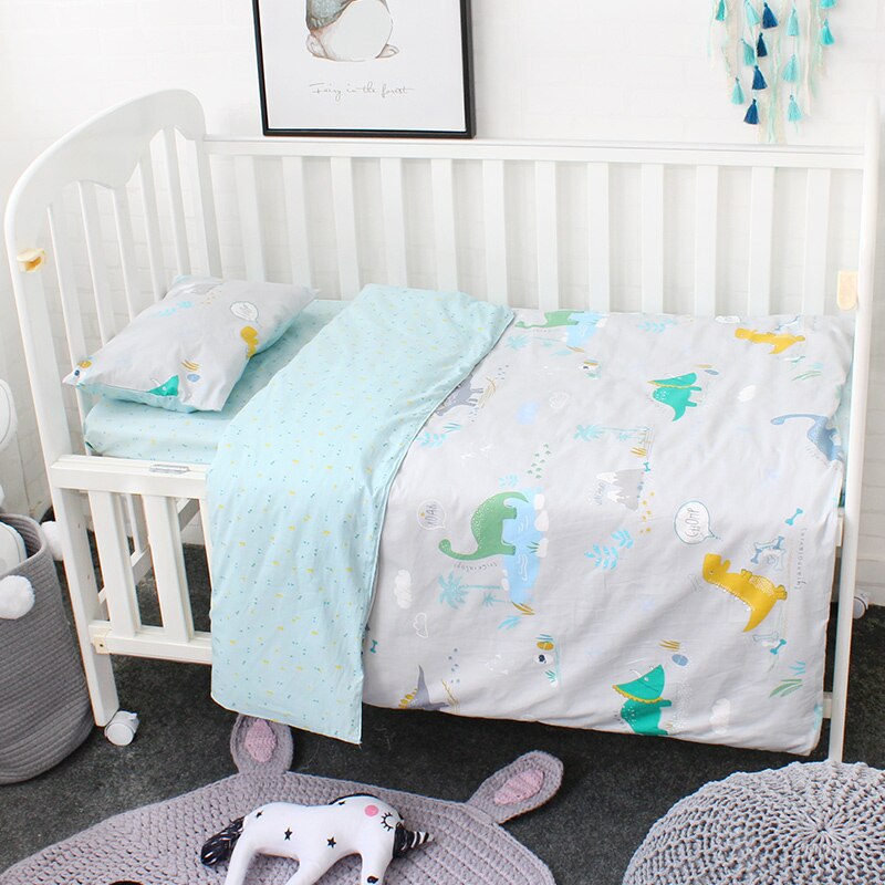 3 stk baby sengetøj sæt til piger ren bomuld vævet tegneserie krybbe sengelinned til børn inkluderer dynebetræk fladt ark pudebetræk