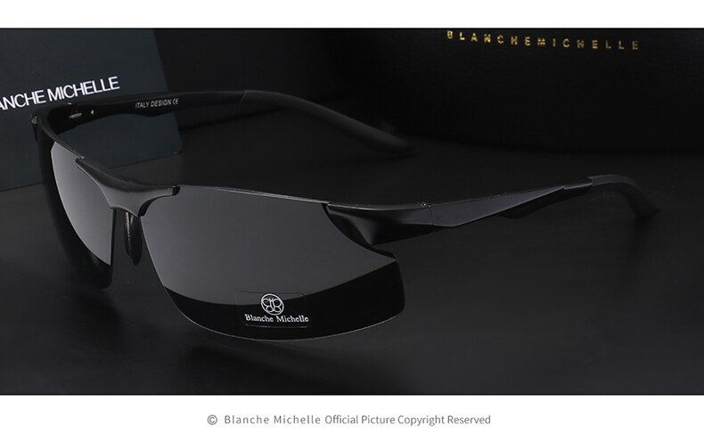 Aluminium Magnesium Mannen Zonnebril Gepolariseerde Sport Driving Night Vision Goggles Sunglass Vissen UV400 Randloze Zonnebril sunglasses men sun glasses man sunglass: black black