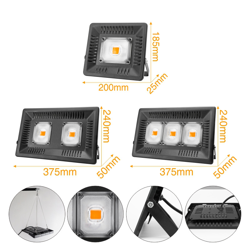 LED Full Spectrum Grow Light 110V 220V 50W 100W 150W Growth Floodlight Plant Lamp For Indoor Greenhouse Seeding Vegetable Flower