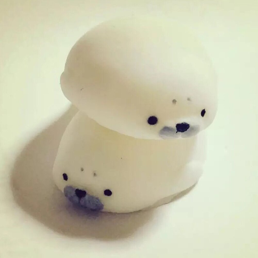 Cute Soft White Seal Stress Relieve Squishy Squeeze Healing Toy Adult Kids