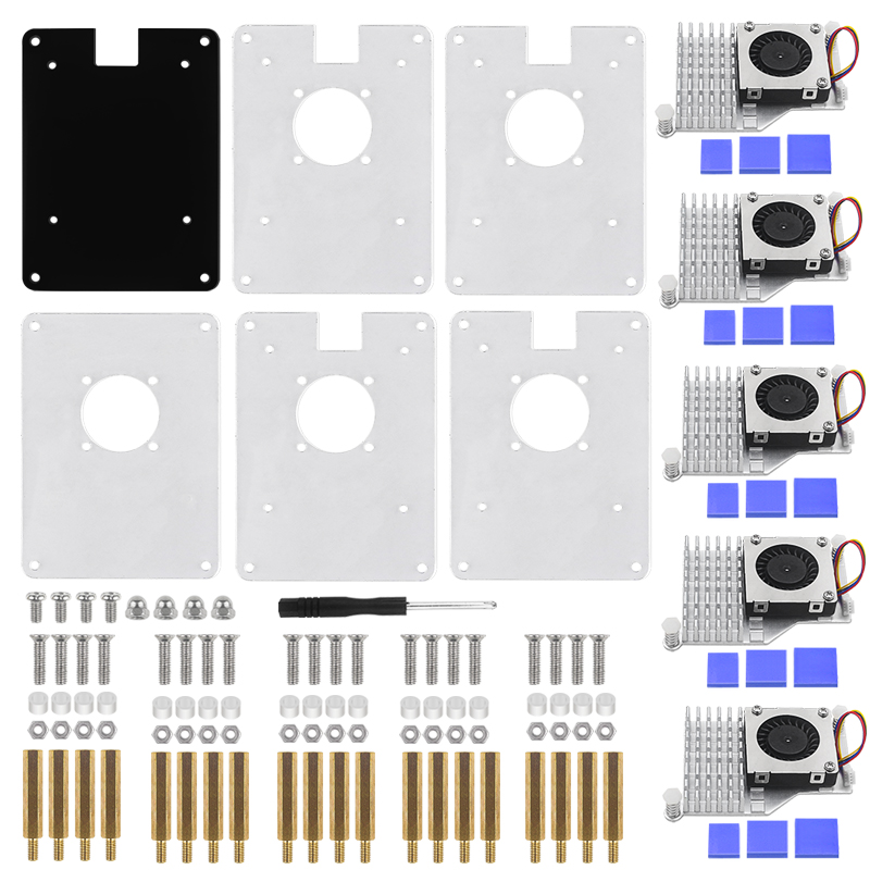 Raspberry Pi 5 Acrylic Case Transparent Shell with PWN Cooling Fan Stackable Plate Case for RPI 5 Pi5 Cluster DIY Electronic: Gold