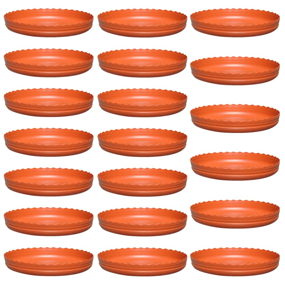 20 stuks verplaatsbare plantenbak, ronde bloempot van kunsthars, kurken bodem, druppelbak, tuinbalkongereedschap voor vetplanten, bloempot van  (1 gallon,: Chocolade