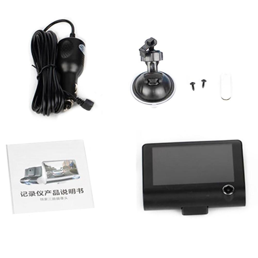 Auto dvr 3 camera lens 4.0 inch dashcam dubbele lens met achteruitrijcamera videorecorder autoregistratie dvr dashcam: 3 lenzen