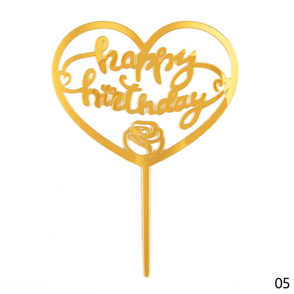 Heart Love Acrylic Cake Topper Engagement Wedding Birthday Cake Golden Resuable Topper Cupcake Dessert Decor Supplies: 05