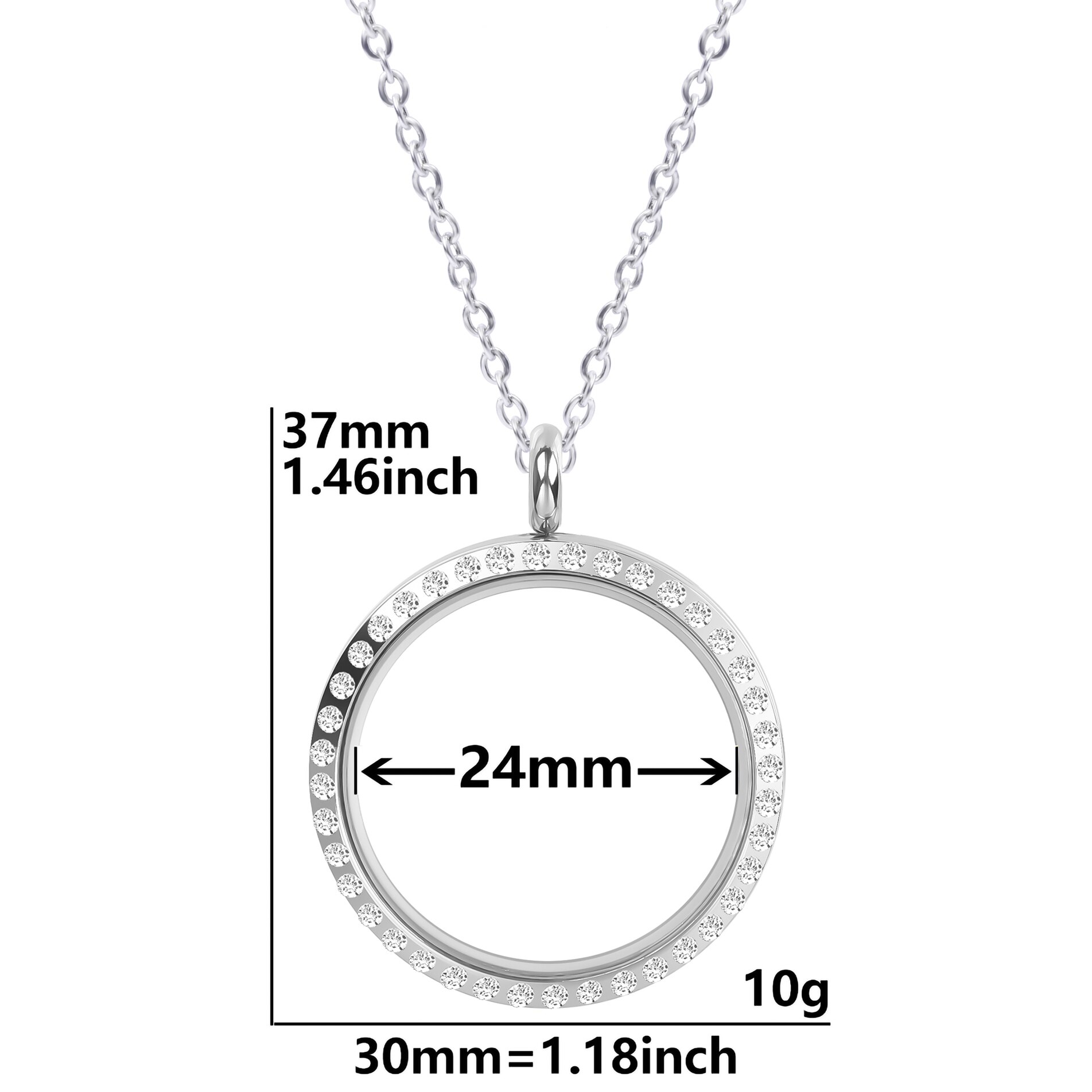 1Pc Stainless Steel Round Glass Floating Relicario Coin Holder Locket Pendant Women Necklaces Diy Hip Hop Collier Hommer Jewelry