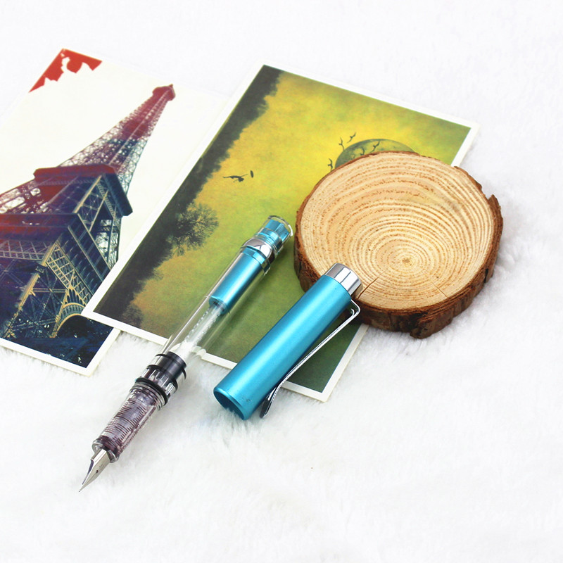 WING SUNG 3008 0.5mm Transparent Fountain Pen 9 Color Pick Fountain Pens Writing Portable Caneta Office School Supplies: W / 0.38mm