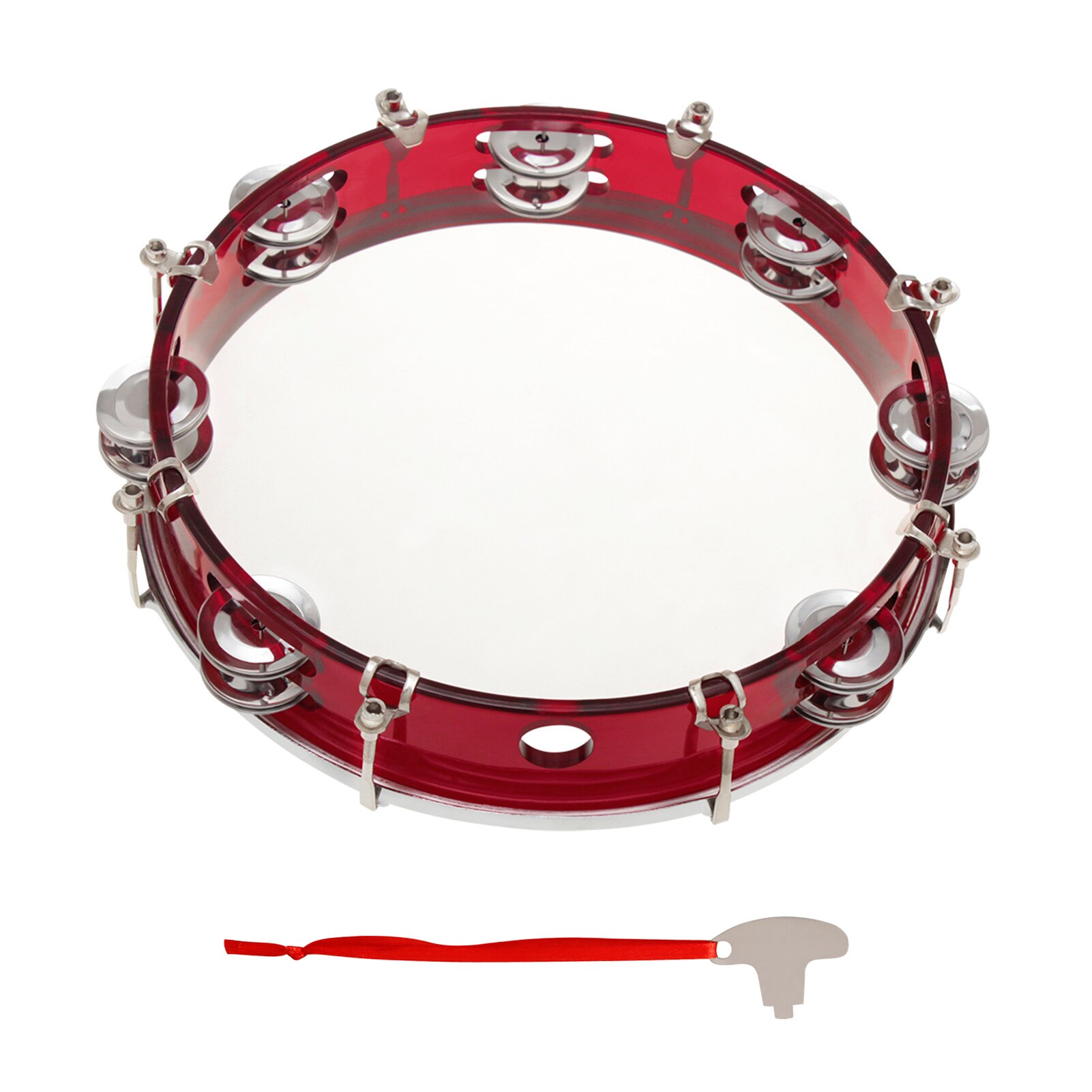 10 Polegada Handheld Tambourine Fileira Dobro Pandeiro Drum Set Instrumento de Percussão Instrumento Musical Brinquedo Educativo para Igreja