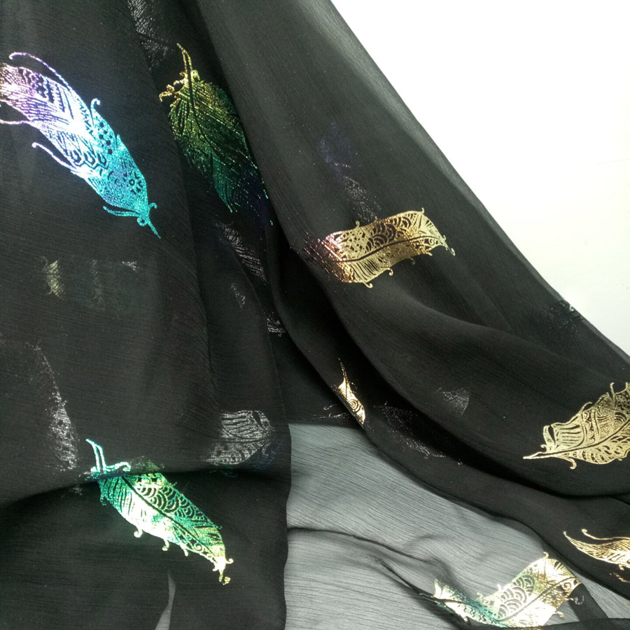 Dancing Dress Cosplay Chiffon Fabric Crepe Thin Magic Feather Fabric Cosplay Sewing Bronzing Wedding Costume DIY