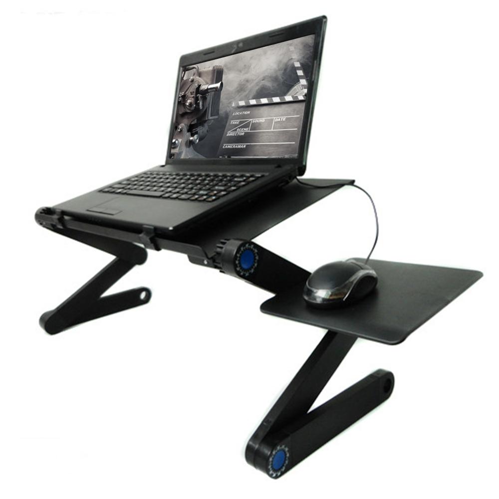 Verstelbare Aluminium Laptop Bureau Ergonomische Draagbare Tv Bed Lapdesk Lade Pc Tafel Stand Notebook Tafel Desk Stand Met Muismat