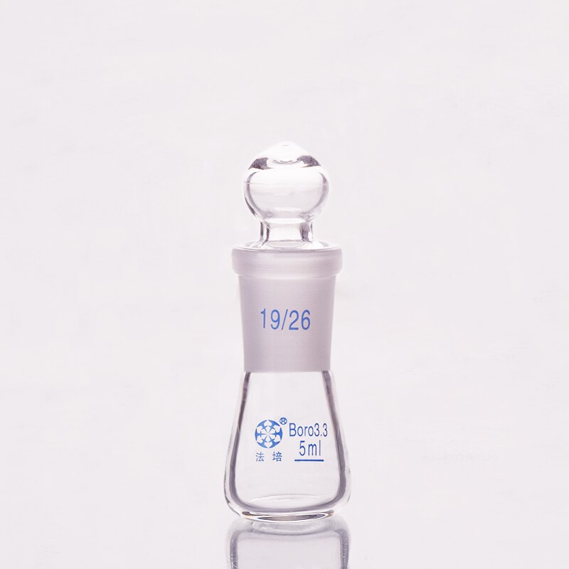 Conical flask with standard ground-in glass stopper,Capacity 5ml,joint 19/26,Erlenmeyer flask with standard ground mouth