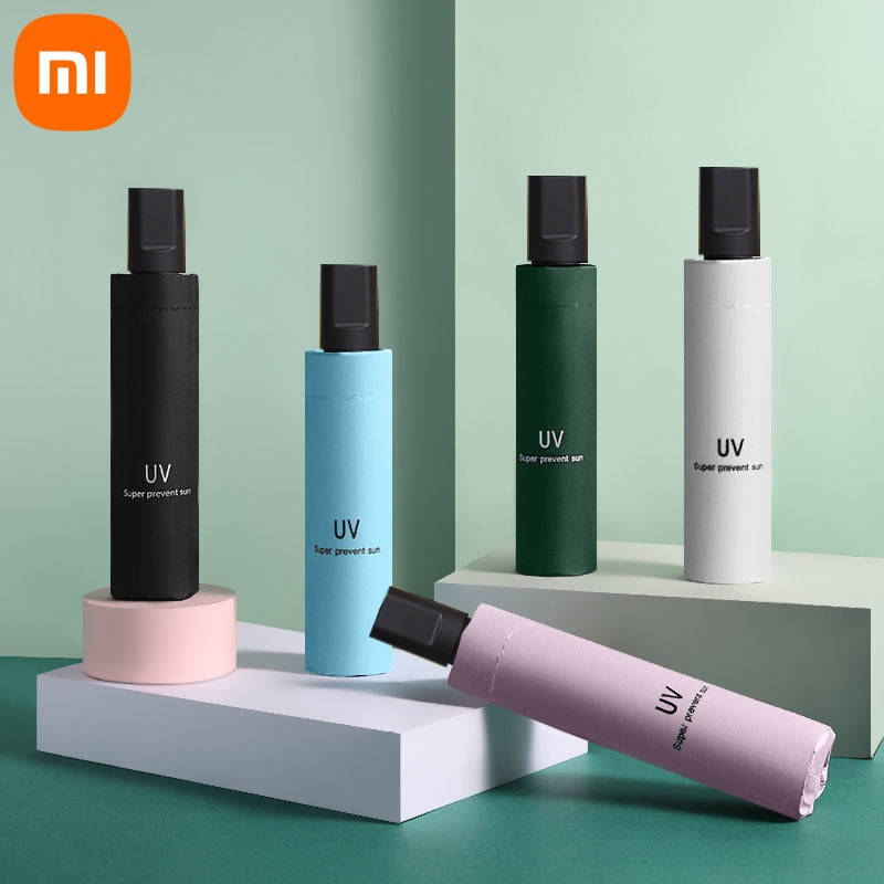 Xiaomi uv guarda-chuva dobrável à prova dwindproof água à prova de vento 8 osso guarda-chuva anti-uv dias ensolarados simples cor sólida guarda-chuva manual