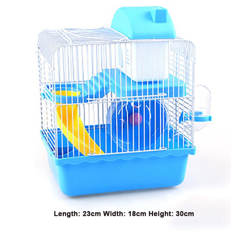 Cage métallique en forme de Villa à Double étage avec bol d&#39;alimentation, jouet de patinage à roulettes, petit château, Cage Hamster à Double étage: B-1