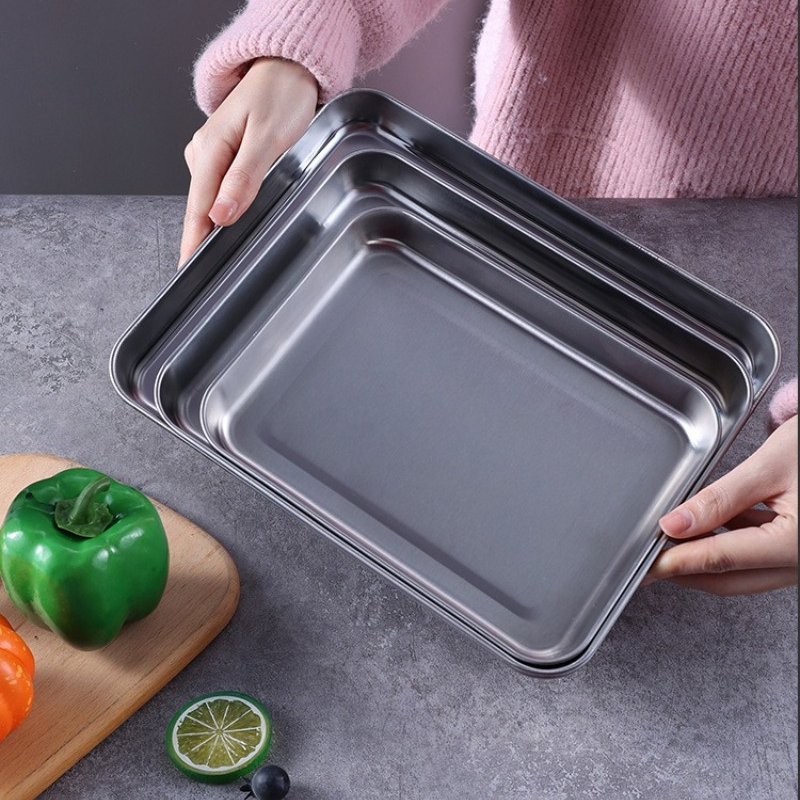 Roestvrijstalen bakplaat Lade met olieafvoer Mesh Grill Afvoer Taart Bakken Vierhoek Mesh Tray Koken Bakken Barbecue Gereedschap