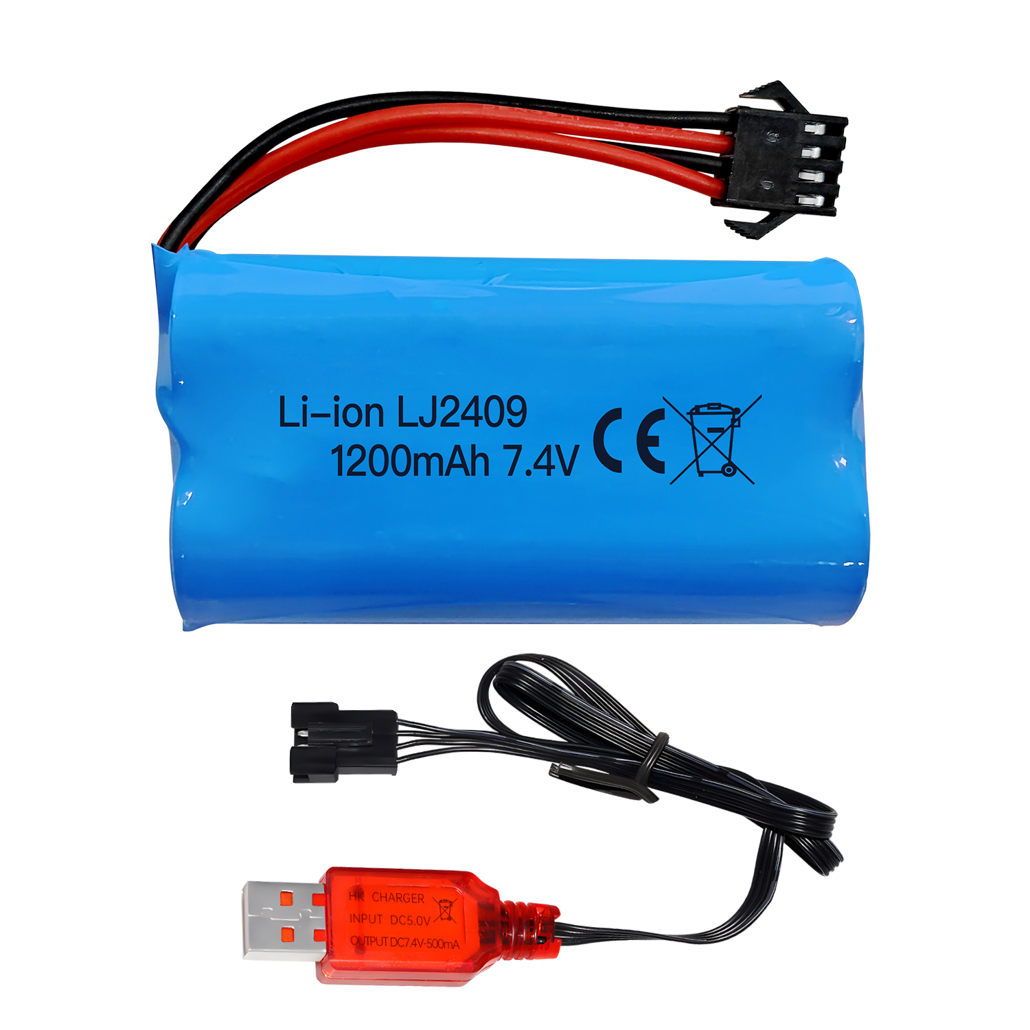 7.4V 1200Mah Lithiumbatterij Met SM-4P 4-Pins Stekker Usb Oplaadkabel Voor Ec08 Rc Boot Rc Auto Model Reservebatterij: WHITE